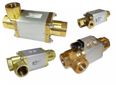 Full range of coaxial air pilot valves 3/2 normally closed or open from DN10 to DN50, manufactured in EU from Brass, 304 + 316L Stainless steel + Steel for pressures up to 100 Bar. Available at solenoid valve world.