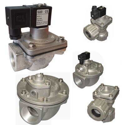 Dust Collecting Valves, Pulse Jet Diaphragm Valves for dust collectors, gas turbine filtration systems, environmental equipment and desulfurization equipment for reverse pulse jet filter cleaning of air bag filters, envelope filters, ceramic filters and sintered metal fibre filters.