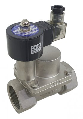 Stainless steel steam rated solenoid valves rated up to 10 Bar +185C for high temperature steam and oil applications. 2/2 way normally closed or normally open function.