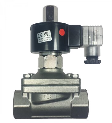 2/2 way normally open stainless steel solenoid valves, designed to stay open and will close when electical power is applied.