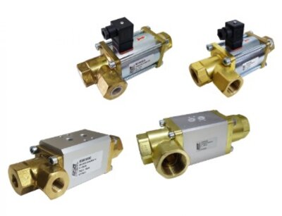 Coax valves, air pilot + solenoid 3/2 way normally closed + open from DN10 to DN50, manufactured in EU from Brass, 304 + 316L Stainless steel for pressures up to 100 Bar. 