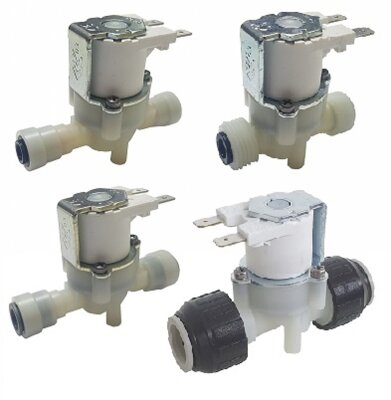 Solenoid valves with Push fit or John Guest rapid speed fit ends that fit directly onto nylon or copper tubing, without requiring additional fittings.