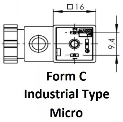 Micro Form C industrial type micro connector, 9.4mm pin spacing