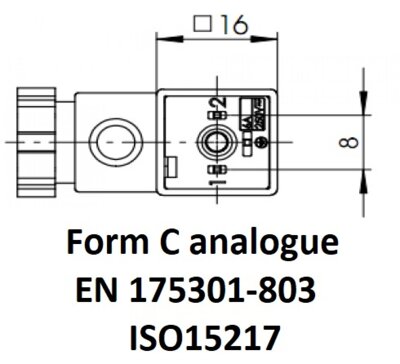 Form C 8mm pin spacing, ISO 15217, EN175301-803, DIN43650C 16mm square electrical connectors