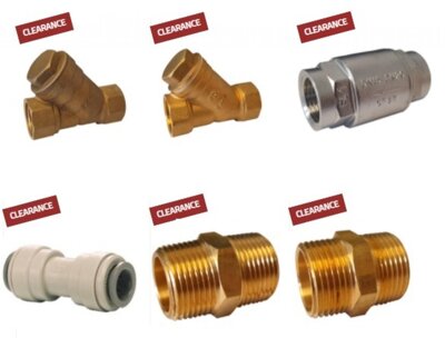 Clearance filters + fittings + check valves