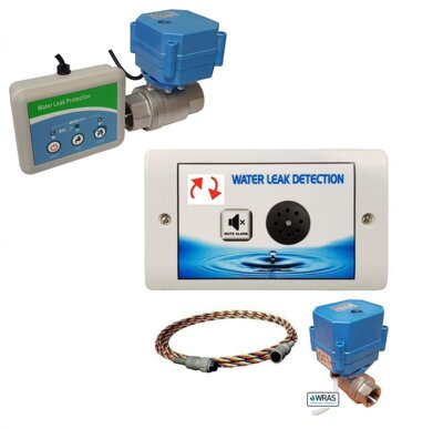 Water leak detection kits and controllers, automatically shut off water systems to stop flooding when any leak detected.