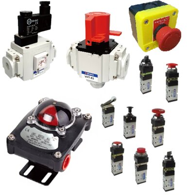 Emergency stop isolation electric buttons, air valves, soft start valves and switch boxes.